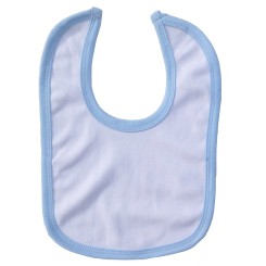 2-Ply Interlock White with Blue Trim Infant Bib - 1023B