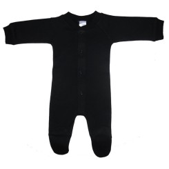 Interlock Black Closed-Toe Sleep & Play Long Johns