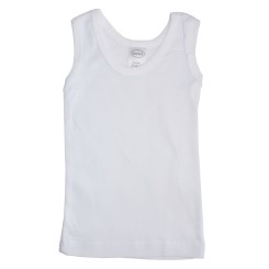Rib Knit White Sleeveless Tank Top Shirt - 034B
