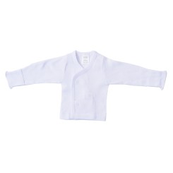 Rib Knit White Long Sleeve Side-Snap Shirt - 071B