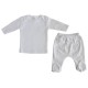 Interlock White Long Sleeve Lap T-Shirt & Closed-Toe Pants Set - 411