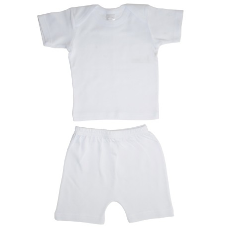 Interlock White Short Sleeve Lap T-Shirt & Shorts Set - 415 Interlock White Short Sleeve Lap T-Shirt & Shorts Set - 415