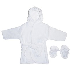 White Terry Hooded Bath Robe - 960W