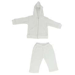 White Interlock Sweat Pants and Hoodie Set