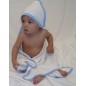 Cotton Terry Blue Trim Hooded Bath Towel - 021B B Cotton Terry Blue Trim Hooded Bath Towel - 021B B