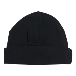 2-Ply Rib Knit Black Beanie Cap - 031B