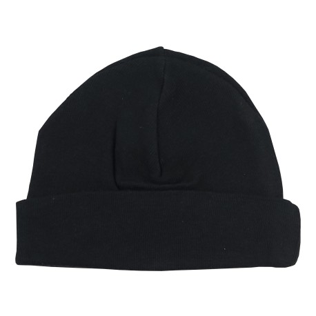 2-Ply Rib Knit Black Beanie Cap