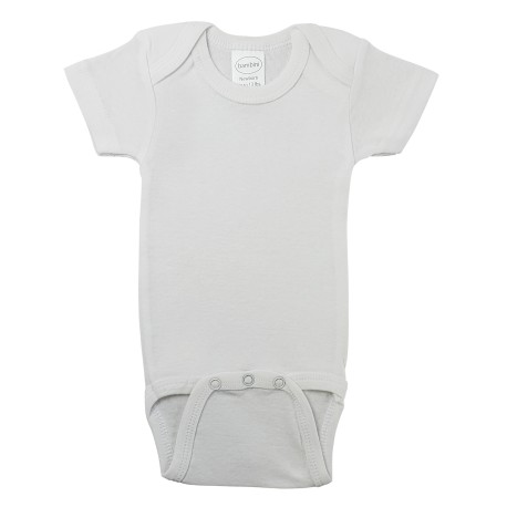 Rib Knit White Short Sleeve Onezie - 001B Rib Knit White Short Sleeve Onezie - 001B