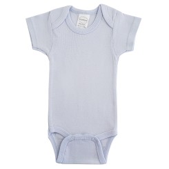 Rib Knit Blue Short Sleeve Onezie - 002B