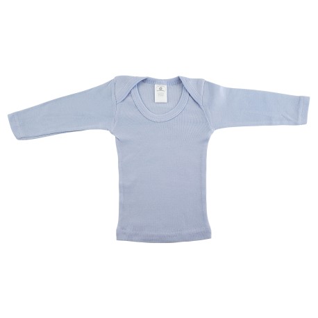 Rib Knit Blue Long Sleeve Lap T-Shirt - 051B