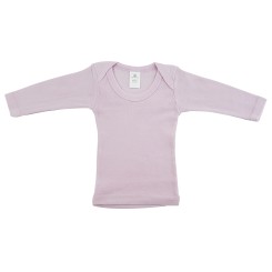 Rib Knit Pink Long Sleeve Lap T-Shirt - 052B