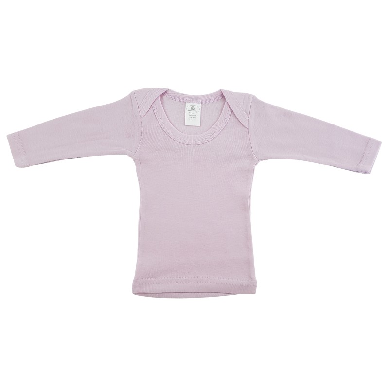 Rib Knit Pink Long Sleeve Lap T-Shirt