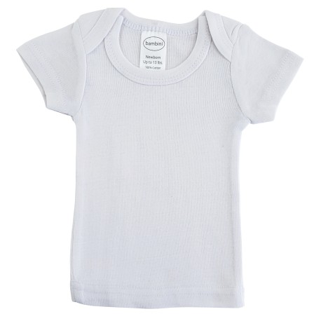 Rib Knit White Short Sleeve Lap T-Shirt - 055B Rib Knit White Short Sleeve Lap T-Shirt - 055B
