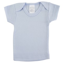 Rib Knit Blue Short Sleeve Lap T-Shirt - 056B