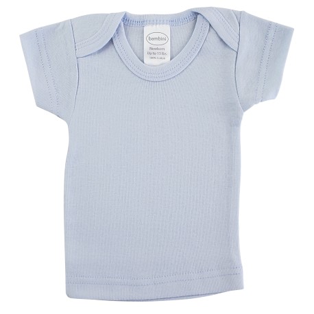 Rib Knit Blue Short Sleeve Lap T-Shirt - 056B Rib Knit Blue Short Sleeve Lap T-Shirt - 056B