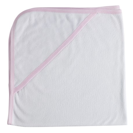 Cotton Terry Pink Trim Hooded Bath Towel - 021B P