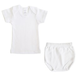 Interlock White Lap T-Shirt & Underwear Set - 025B