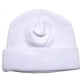 2-Ply Rib Knit White Beanie Cap - 031W