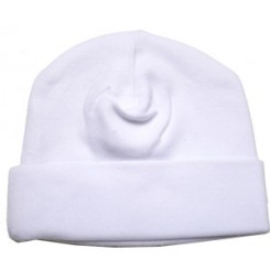 2-Ply Rib Knit White Beanie Cap - 031W