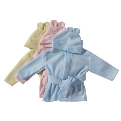 Fleece Pastel Bath Robe With Rabbit Ears Hoodie - 965