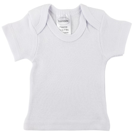 Preemie Rib Knit White Short Sleeve Lap T-Shirt - 055P Preemie Rib Knit White Short Sleeve Lap T-Shirt - 055P